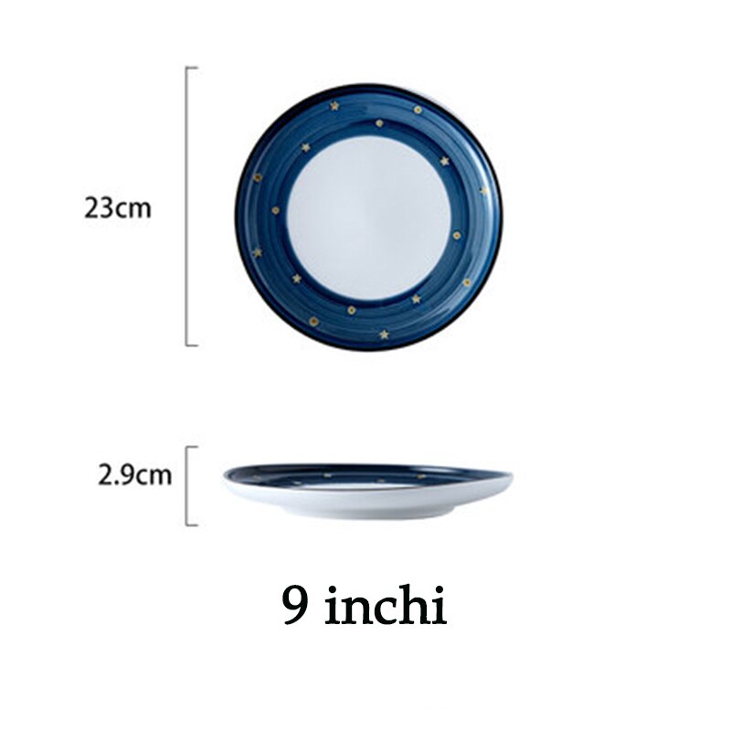 10 inch starry sky ceramic plate fruit is vegetable salad dessert plate dinner steak plate household kitchen tableware: C