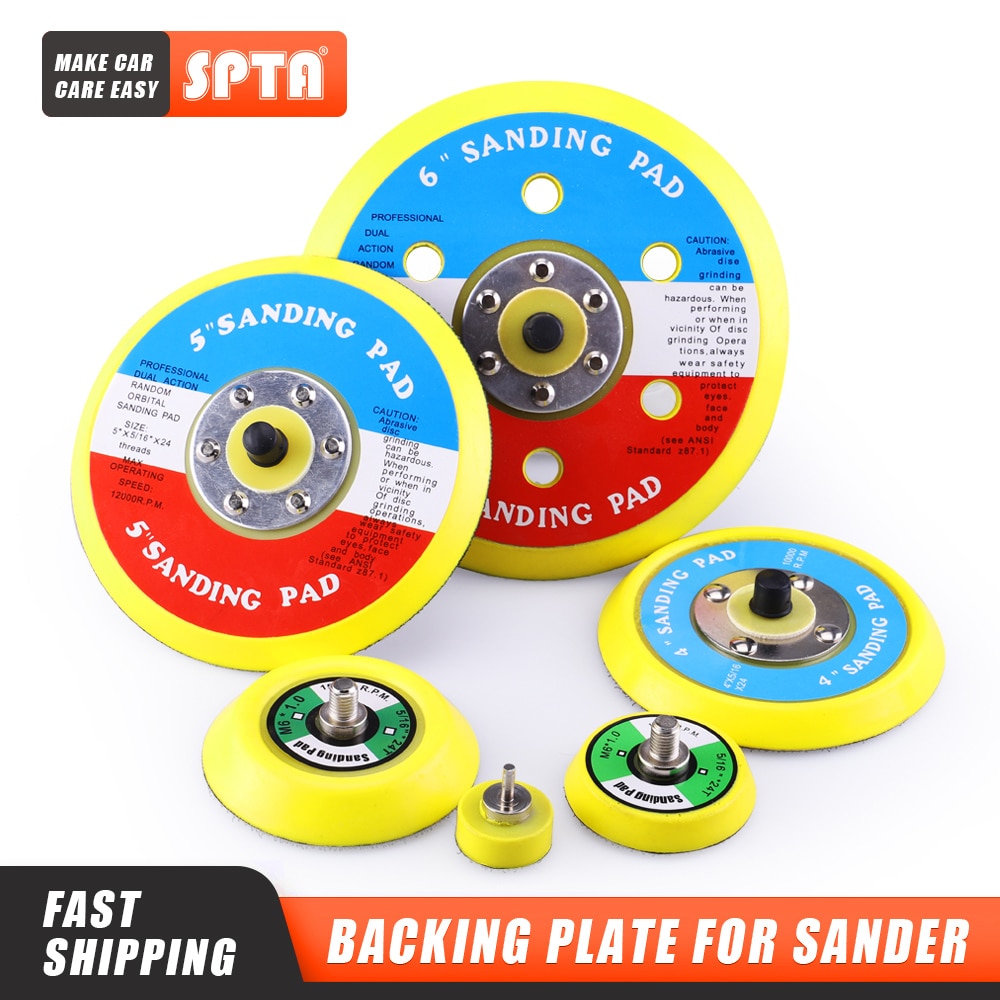 SPTA Backer Backing Plate Pad 2Inch/3inch/4inch/5inch/6inch Hook&amp;Loop For Air Sander Car Polisher Buffing -- Select Size