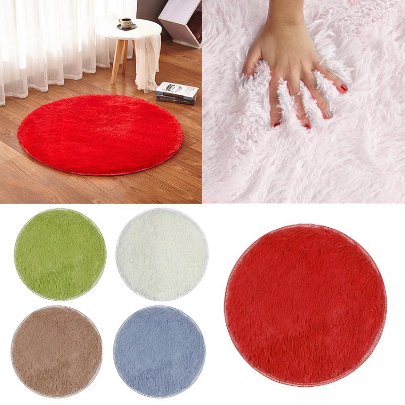 Runde gulvmåtter stue soveværelse cirkulær cirkel runde cirkler skridsikker maskinvaskbar gulv store tæpper måttetæppe silke plys: 06 1pc tilfældigt