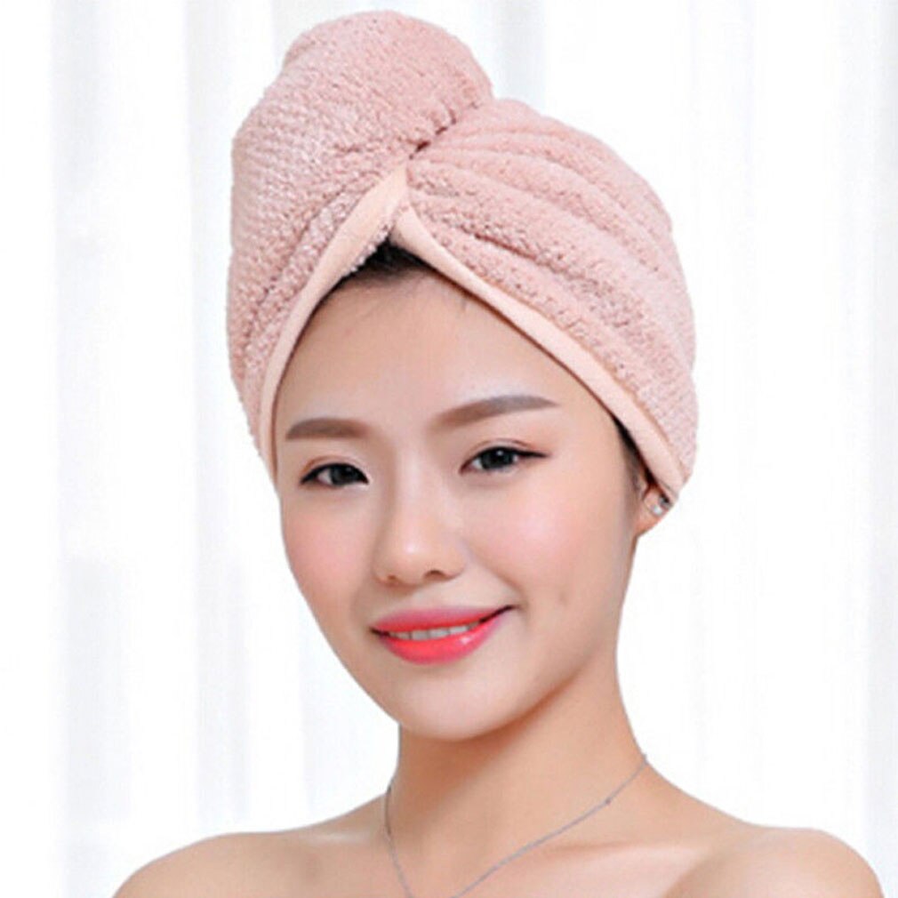 Gorro de toalla , buena higroscopicidad y transpirabilidad, turbante de microfibra para el pelo, sombrero para el pelo de secado rápido, toalla envuelta, gorro, toalla, 3 colores: Rosa