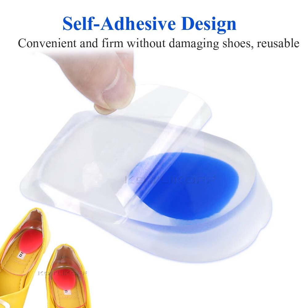 Almohadillas de Gel de silicona para talón, plantilla para aumento de altura para zapatos, insertos para fascitis Plantar, esparto de hueso y dolor de Aquiles