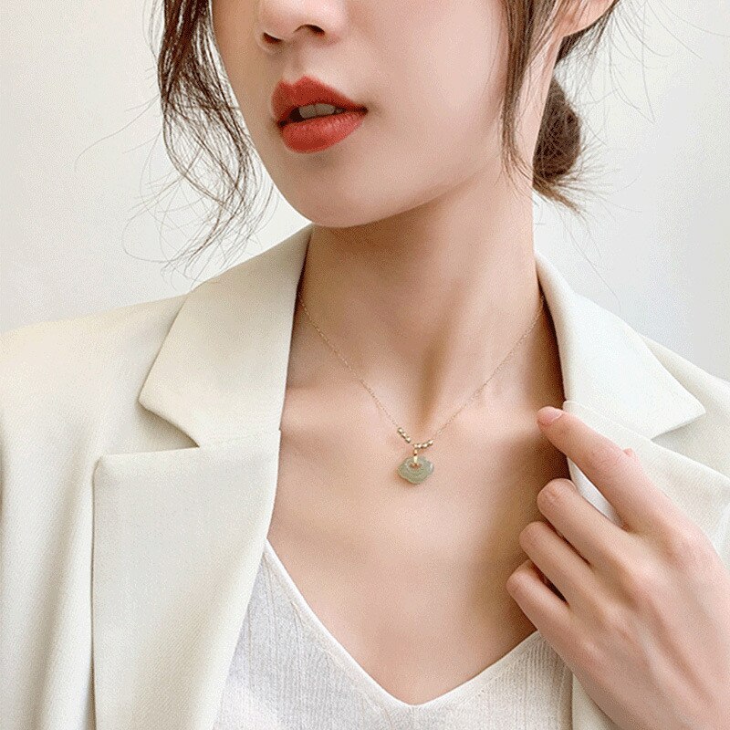 Daiwujan Etnische 925 Zilveren Imitatie Tian Ketting Voor Vrouwen Gouden Ketting Veiligheidsslot Hanger Ketting Bruiloft Sieraden