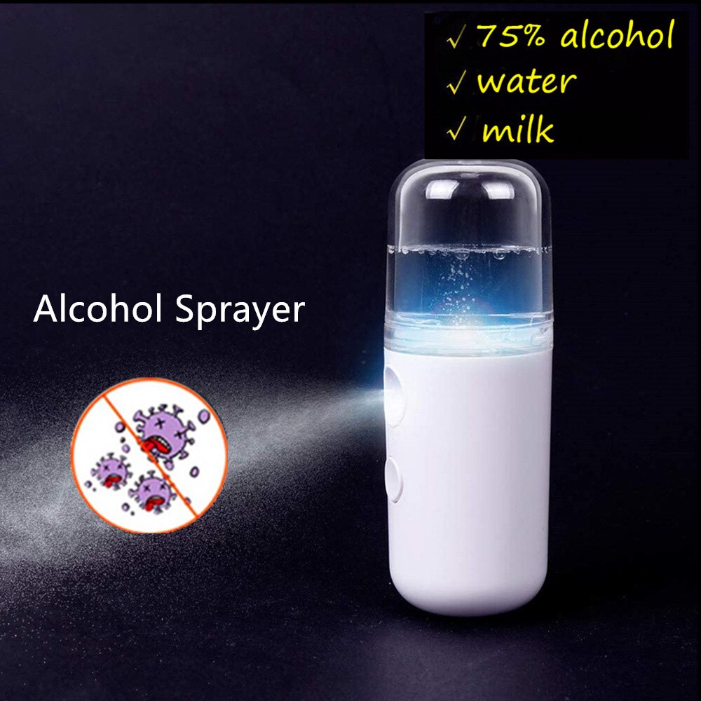 Mini vaporizador facial eléctrico portátil, 30ml, pulverizador automático de Alcohol, hidratante de piel seca y atomización, recargable por USB