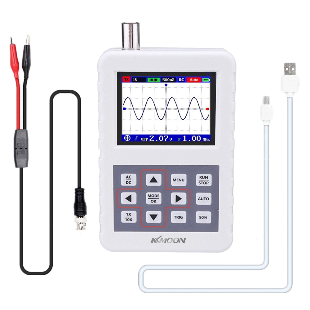 KKmoon DSO PRO osciloscopio Digital, osciloscopio portátil Mini tamaño de Palma, osciloscopio con 5M de ancho de banda, 20 MS/s de frecuencia de muestreo