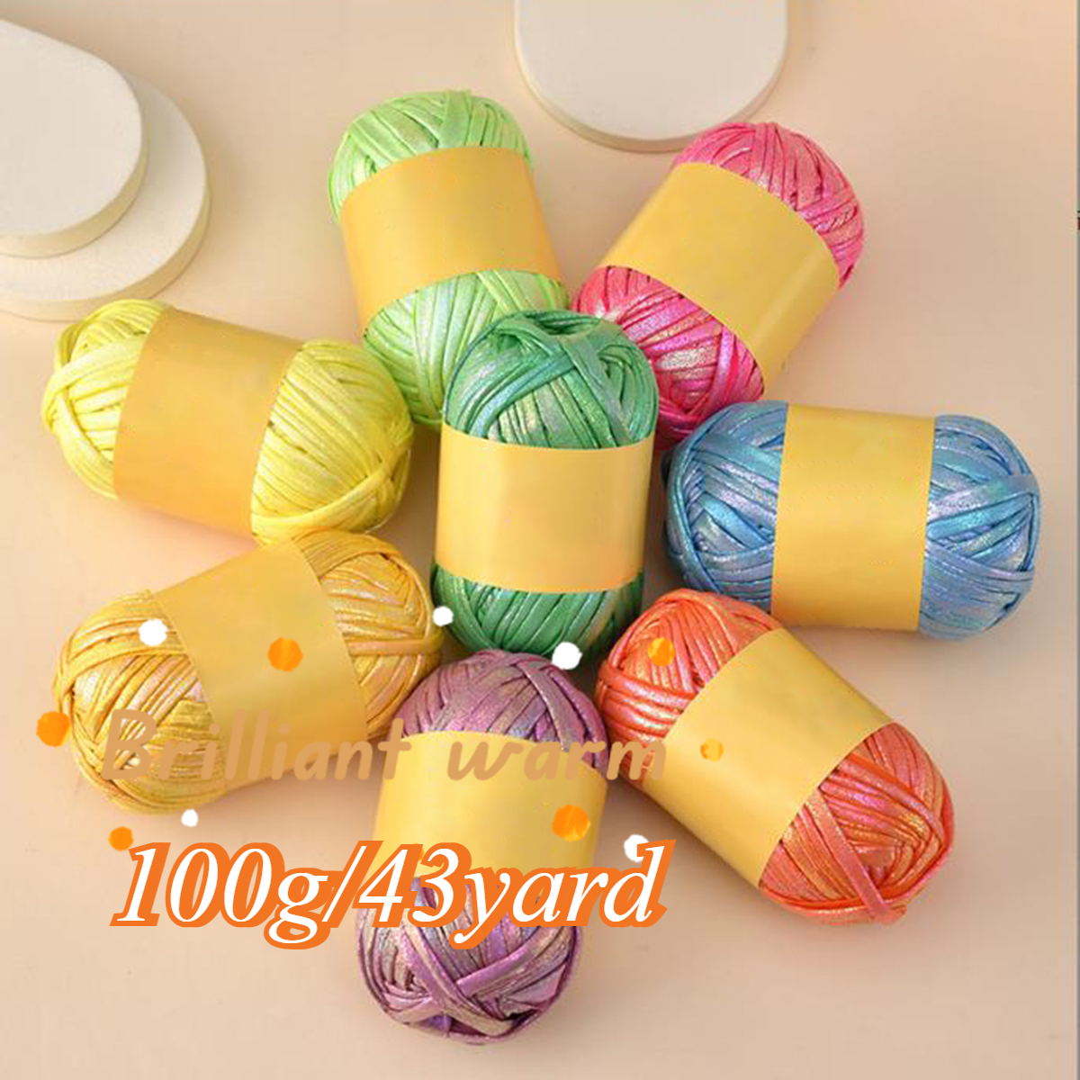 100g Imitation Leather Shiny Crochet Yarn，43.74yd Metallic Tshirt Yarn，DIY Hand Knitting for Bag Blanket Cushion Crochet Yarn