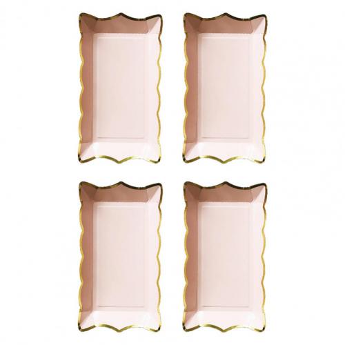 Convenient Usage Thin Rectangular Disposable Fruit Plate for Gathering: Pink