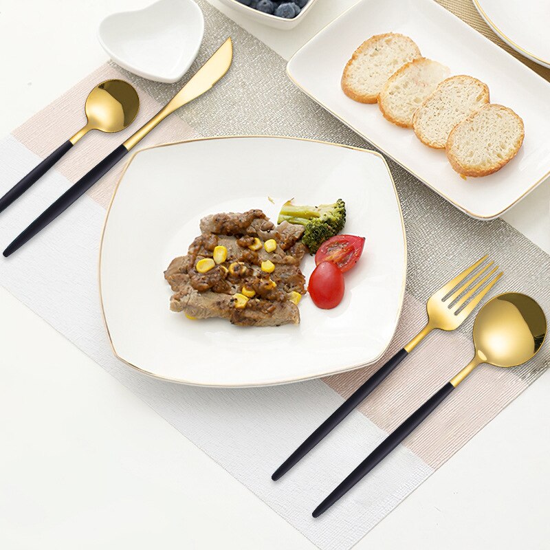 Goud Bestek Set Vorken Lepels Messen Servies Stalen Bestek Set Rvs Servies Set Lepel Mes Vork