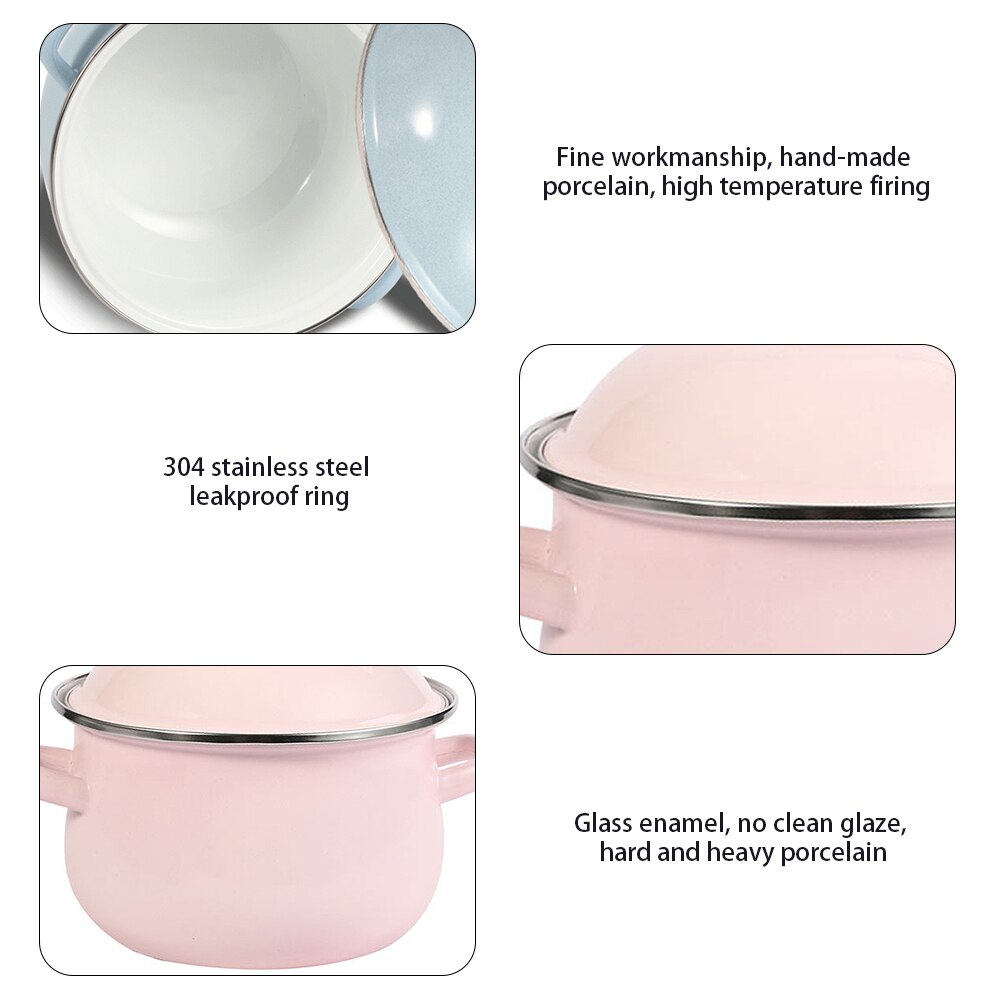 Garnki emaliowane z pokrywką wielofunkcyjne przybory kuchenne garnek robić zupy robić indukcyjnej kuchenki gazowej żywność dla niemowląt owsianka garnek narzędzia kuchenne