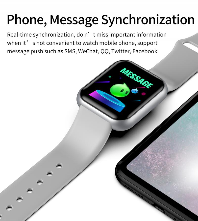 Smartwatch - Fitness Tracker - Heart Rate Monitor - Sleep Tracker - USB Charging - Android/iOS Compatible: Black Silver
