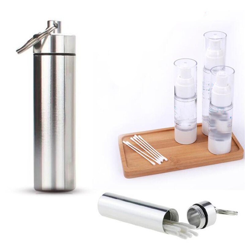 Criativo liga de alumínio metal ferramenta de limpeza dentes portátil conjunto tubo de armazenamento palito com suporte palito para cuidados orais