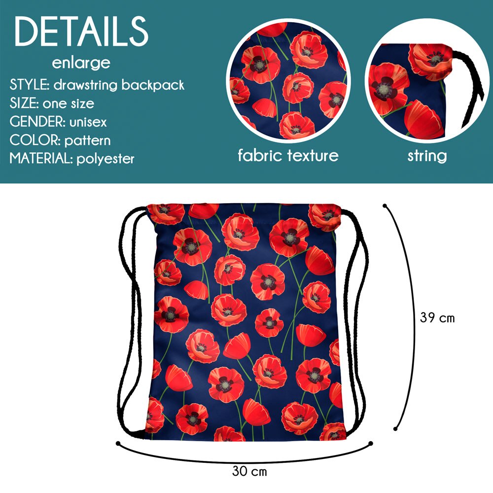 Quem se importa flor drawstring mochila feminina viagem à prova dwaterproof água simples natural 3d impressão para a menina desenhar sacos de corda moda