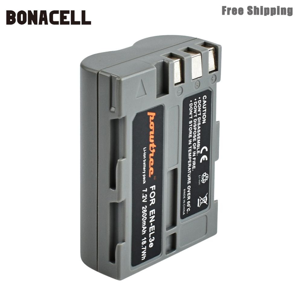 Bonacell – batterie 2600mAh EN-EL3e EN EL3e EL3a ENEL3e, avec double chargeur LCD pour Nikon D300S D300 D100 D200 D700 D70S D80 L50: 1 Pack Battery