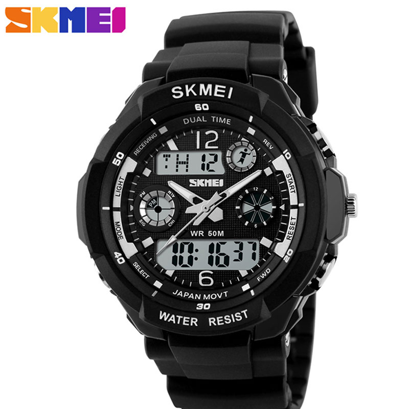 SKMEI Sport Horloges Mannen Dual Display Horloges Chronograph 50M Waterdicht Alarm Kalender Back Light Horloge 0931