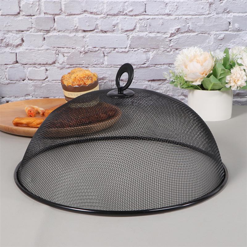 1Pc Plaat Cover Schotel Cover Mesh Cover Eettafel Ronde Stijl Anti Fly Mosquito Keuken Rvs Cover (zwart)