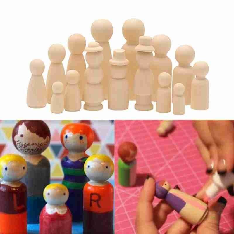 1 Uds. De muñecos de madera sin pintar, muñecos de Madera hechos a mano para hombres y mujeres, figuras artesanales, Graffiti de Color pequeño, juguete de madera W7Q5
