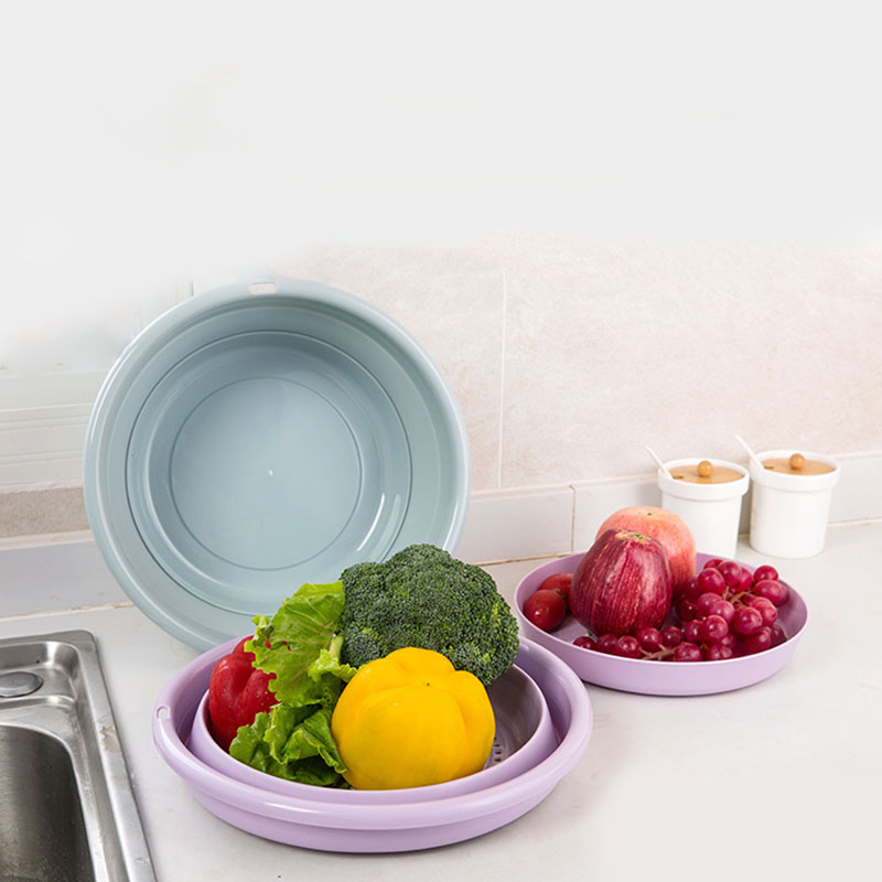 Køkkenvask kurv sammenklappelig dørslag silikone hjemmet opbevaringspose frugt og grøntsag kurv folde filter lyserødt håndvask