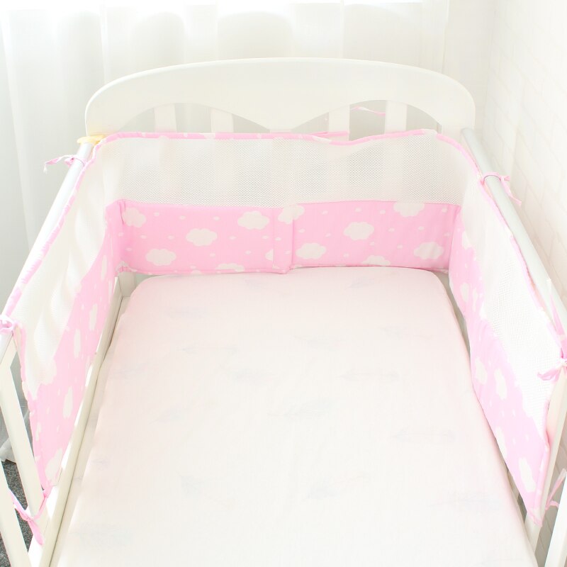 1 Pcs Mesh Crib Bumpers Breathable Star Crown Tree Cloud Baby Bedding Crib Liner Baby Cot Bed Around Protector: Pink Cloud