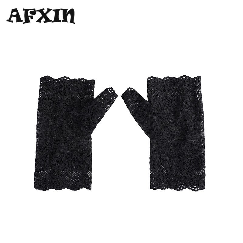 Short Lace Fingerless Gloves for Women Gothic Punk Rock Costume Fancy Harajuku Floral Lace Gloves Alt Goth Clothes Accessories