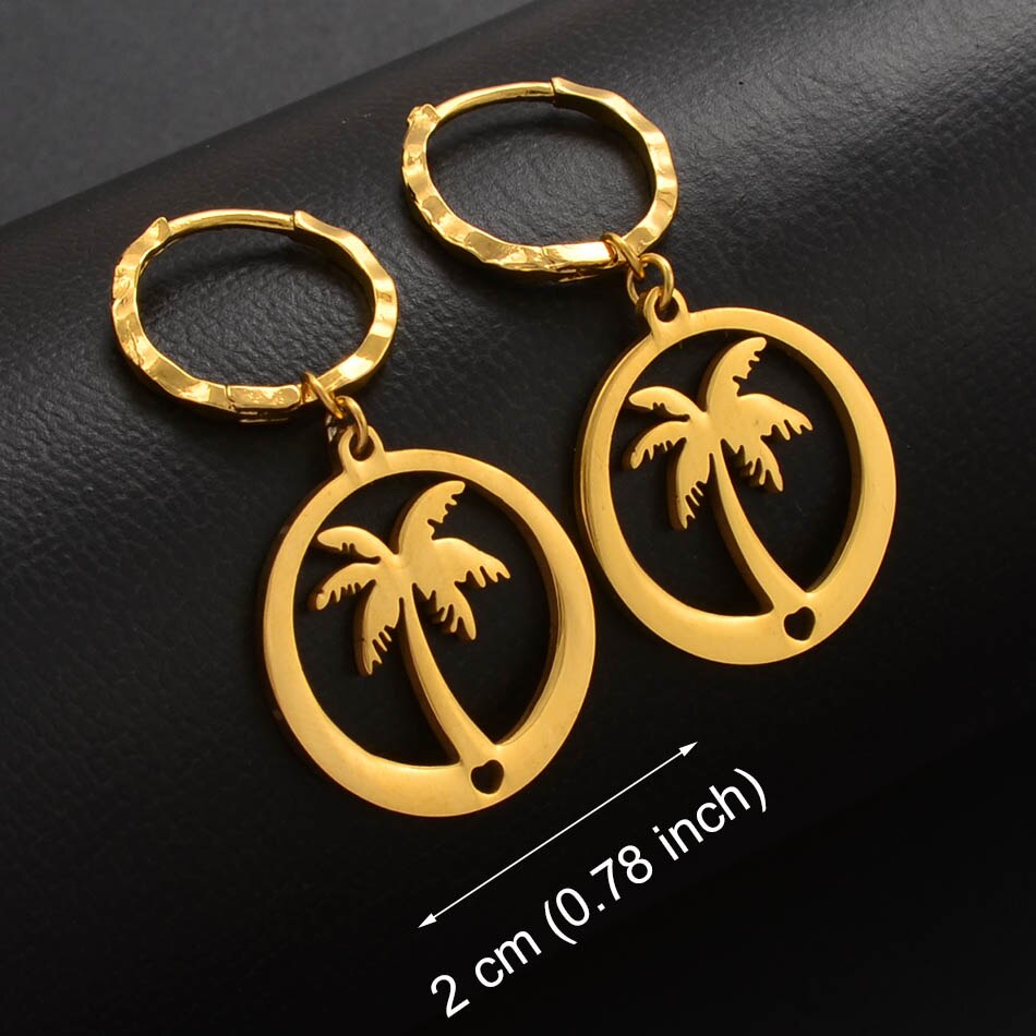 Anniyo Small Kiribati Earrings for Women Girls Gold Color Stainless Steel Jewelry #053221: 031721