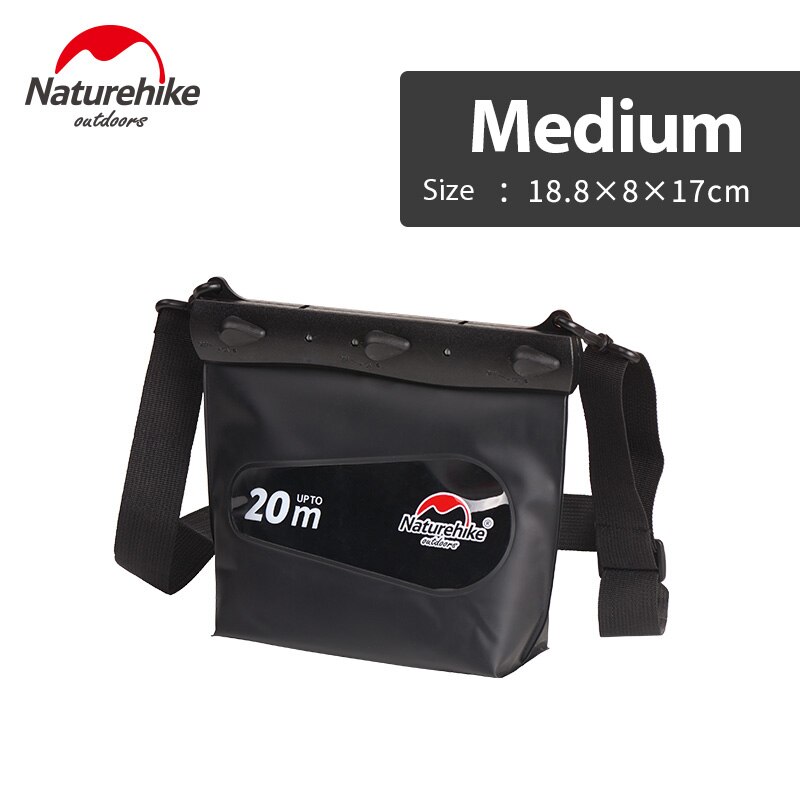 Naturehike Outdoor Zwemmen Tas Voor Telefoon Camera Duiken Afdichting Waterdichte Tas Dry Sack Drifting Schoudertas Voor Vrouwen Mannen S M L: Black M
