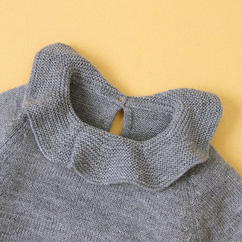 0-18M Newbron Kid Baby Trui Voor Meisje Herfst Winter Warm Gebreide Bodysuit Casual Plain Truien Leuke Ruches outfit