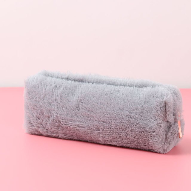Kawaii Pencil Case Pink Plush Cute Solid Color Pencil Case Pencil Bag Stationery Pencilcase Lovely School Supplies: 308