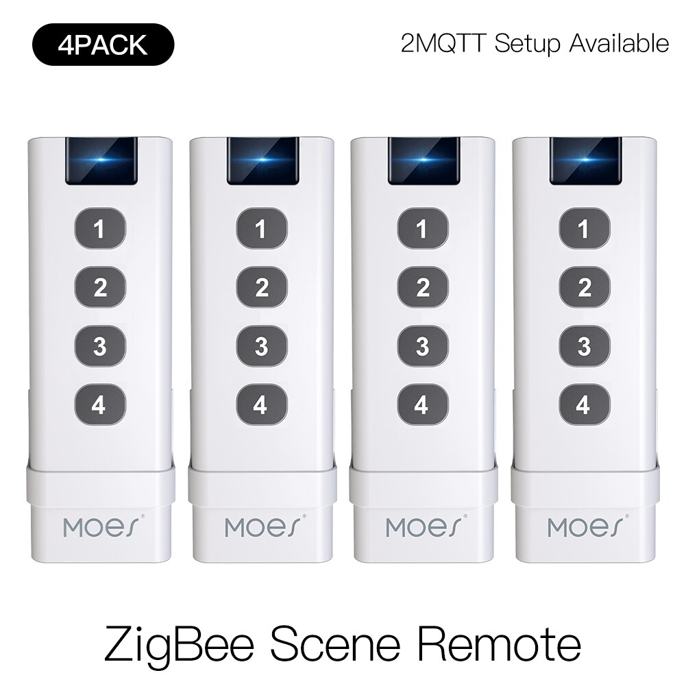 Moes ZigBee smart house Wireless Scene Switch 4 Gang Remote Portable Tuya Zigbee Hub Required No limit to Control Devices: 4 PC Remote Control