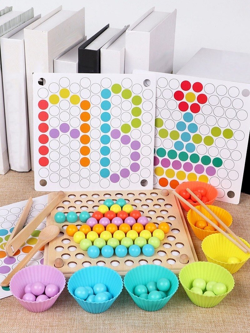 Holz Montessori Kinder Spielzeug Hände Gehirn Training Clip Perlen Puzzle Bord Mathematik Spiel Baby Früh Pädagogisches Spielzeug Für Kinder