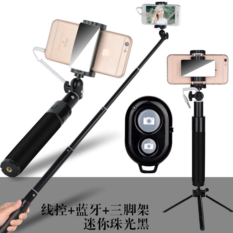 Aluminium flexibel selfie stickar foto tar trådlös bluetooth fjärrlucka för android mobiltelefon smart telefon för i-telefon: Svart 1