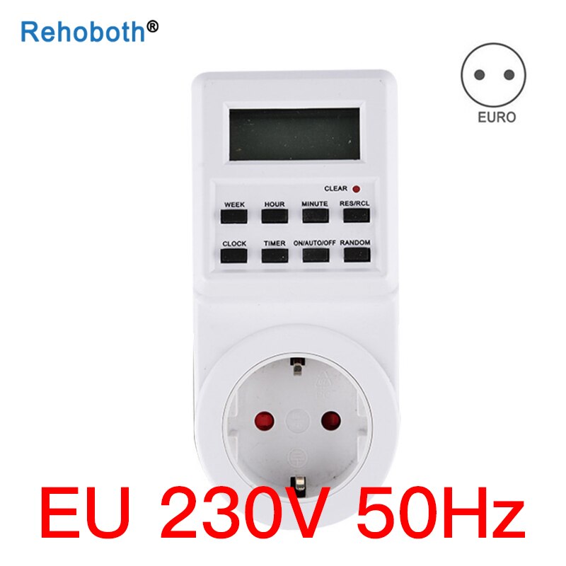 Elektronisk digital timer kontakt stik 24 timer cyklisk eu uk au us br fr stik køkken timer udtag programmerbart tidsindtag: Eu  ac230v