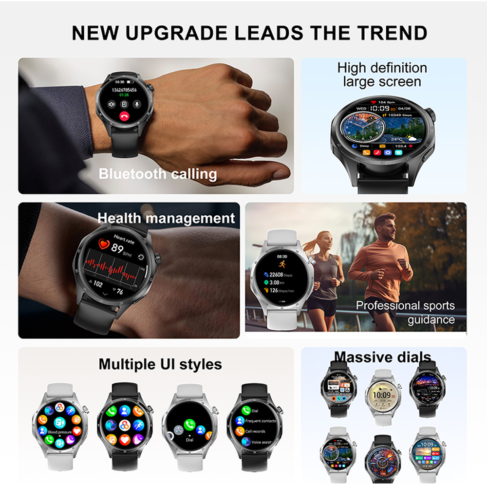 Orologio intelligente militare da uomo regalo display AMOLED messaggio push cardiofrequenzimetro salute sport all'aria aperta impermeabile chiamata BT Smartwatch