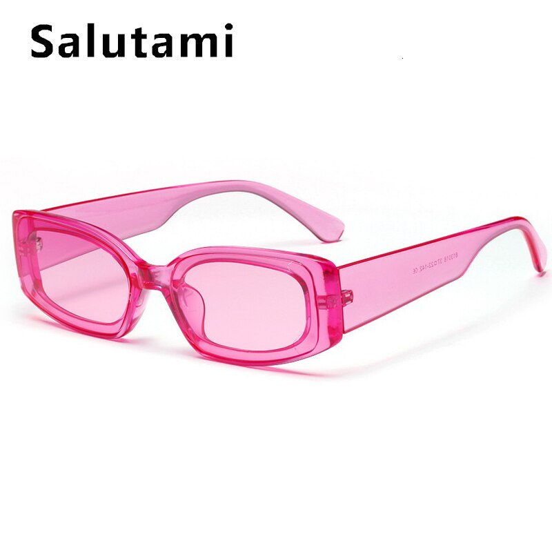 Unieke retro snoepkleurige vierkante zonnebril voor dames en heren, merk kleine, doorzichtige zonnebril voor dames, cat eye, transparante tinten, zwart en roze.: Rozeroze