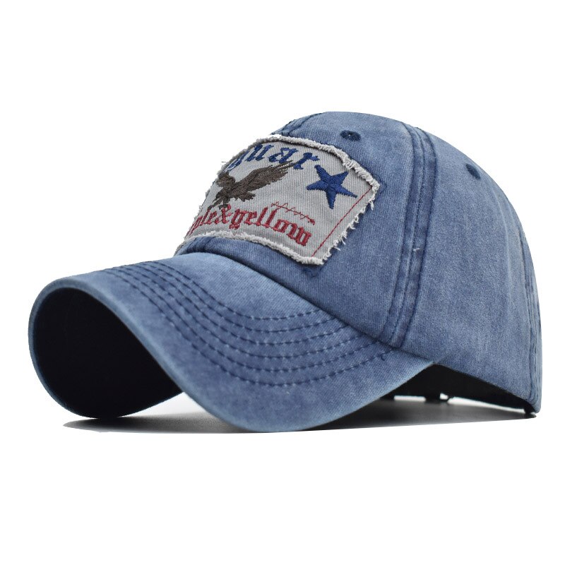 Stil broderad örnhatt antik finish via sköljande baseballkeps matchande snygg kille dam hatt i ren bomull
