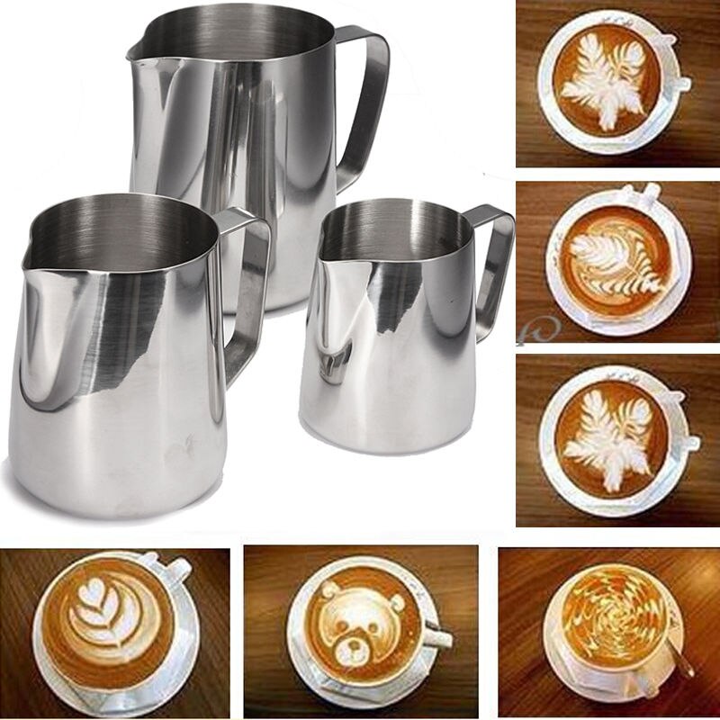 150/350/600/1000ml upea keittiö ruostumattomasta teräksestä valmistetusta maidon vaahdotusastiasta espressokahvikannu barista käsityökahvikannu