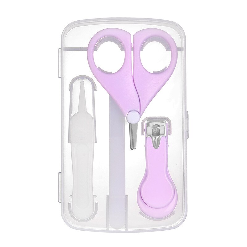 Vier Stuk Baby Nagelknipper Pincet Veilig En Multi-Gekleurde Nagelvijl Combinatie Set: Paars