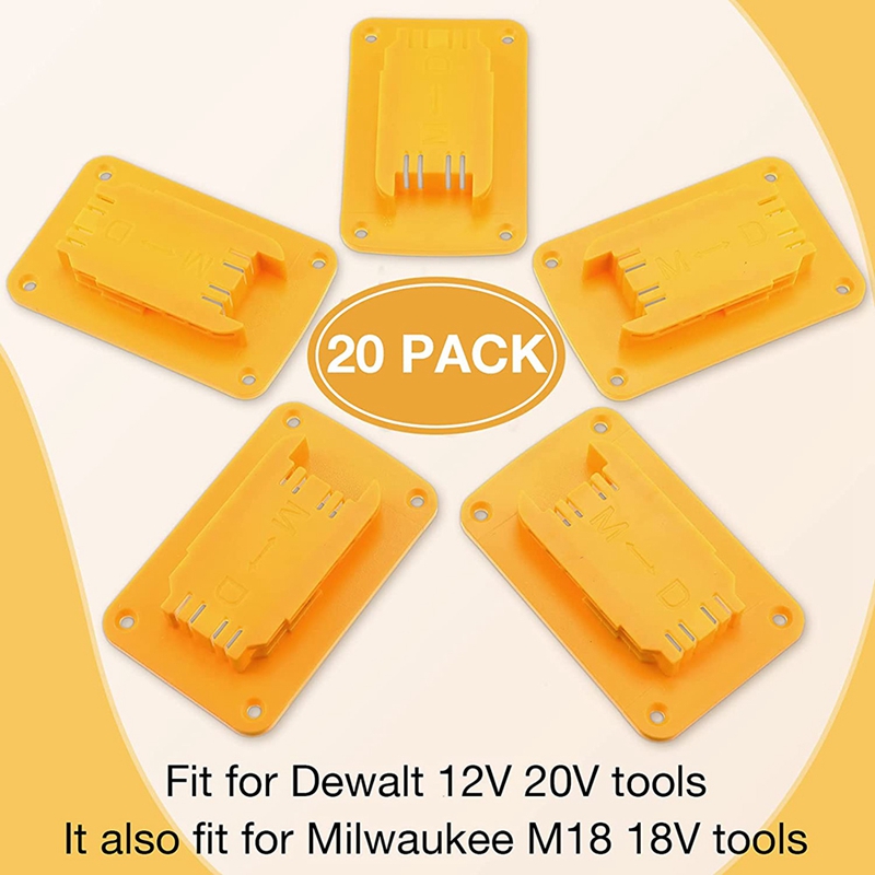 20 Pack Tool Mount Tool Holders with Screws Drill Holder Wall Mount Drill Bit Case with Dewalt 20V/ 12V, MKM18