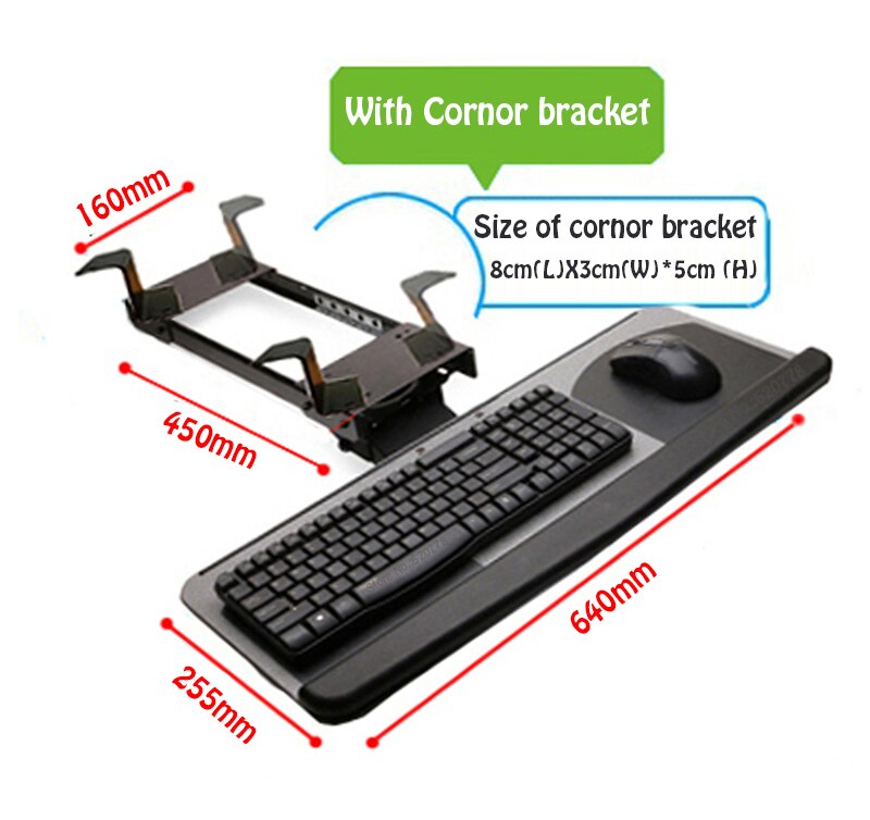 LK06AD Ergonomic Sliding Tilting XL Size Wrist Rest Keyboard Holder with Mouse Pads for Computer Desk Keyboard Tray Stand: DS-LK06AD