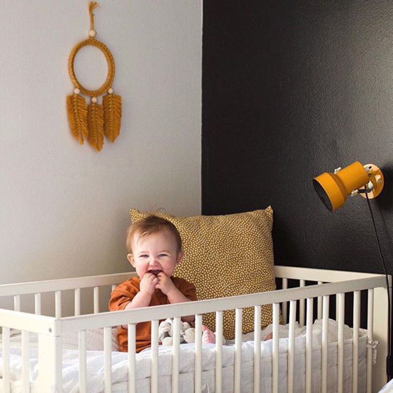 Atrapasueños nórdico hecho a mano de cuerda de algodón tejido, juguete atrapasueños de felpa, juguete decorativo para colgar en la pared para dormitorio de niños y niñas