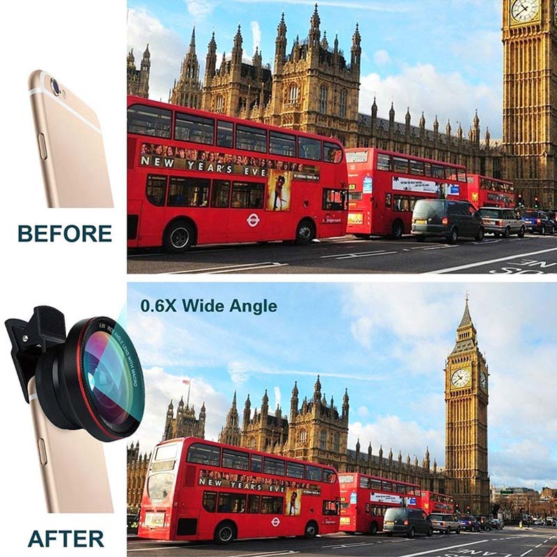 Mobiele Telefoon Camera Lens 2 In 1 Professionele HD Camera Lens Kit 0.6X Groothoek voor Smartphones