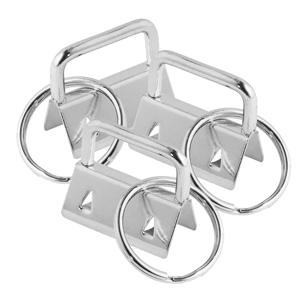 50Pcs DIY Fabric Hardware Key Chain Fob Wristlet Hardware with Key Ring for Lanyard Luggage Strap Accessories（25mm, Silver)