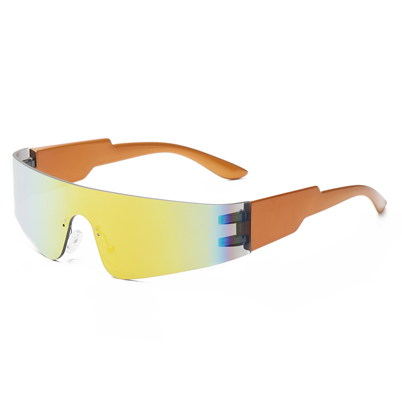 Gafas de sol Punk de una pieza para ciclismo, gafas de sol con espejo Y2K para mujer, gafas envolventes de los años 2000, gafas de: Naranja