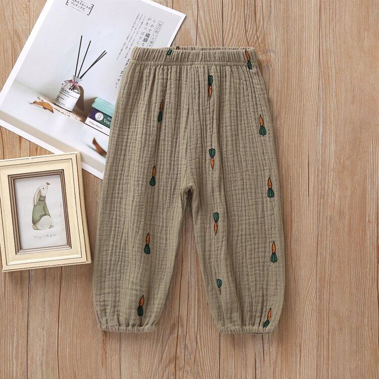 Höst barn bebis pojkar flickor bomull casual prickiga långbyxor småbarn leggings haremsbyxor uk: Khaki morötter / 12m