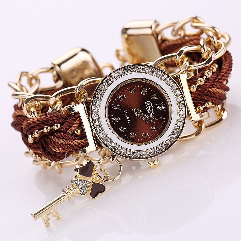 Top Style watch women Diamond case Wristwatch Ladies Braided Band Rhinestone Analog Quartz Wrist Watches saati