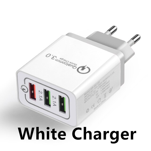 USB Charger EU Plug Quick Charge 3.0 Fast Charger Wall Charger For iphone 11 Pro X Samsung alaxy S8 S9 S10 S10e A50 A40 A30 A70: white