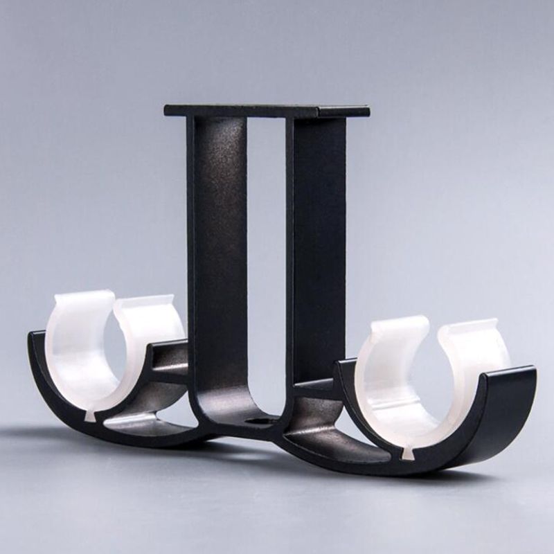 Vorhang Stange Decke-Halterung für 28mm Stange, Aluminium Legierung Doppel Vorhang Stange Halterung Halfter, matt Schwarz/Weiß beenden rideaux