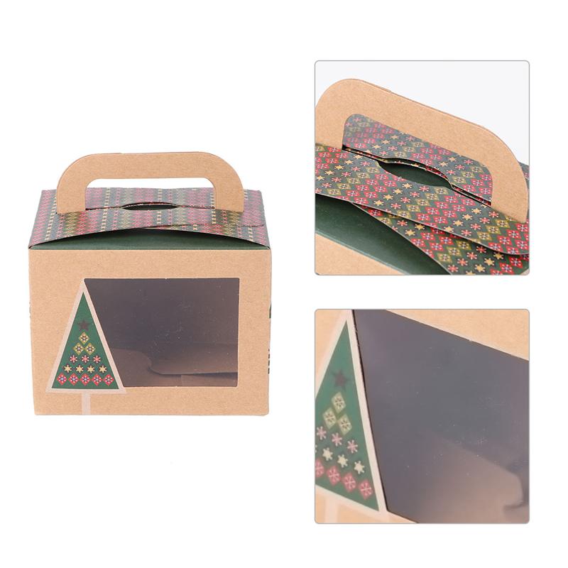 10 stuks handige kerst snoeptaart inpakdozen kraftpapier cupcake verpakkingsdoos