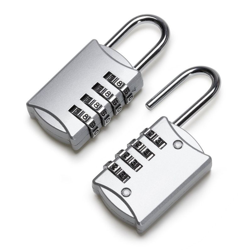 2 Pcs Padlock Code 4 Digit Security Anti-theft Zinc Alloy perfect for Locker, Travel Case Etc-Silver Gate