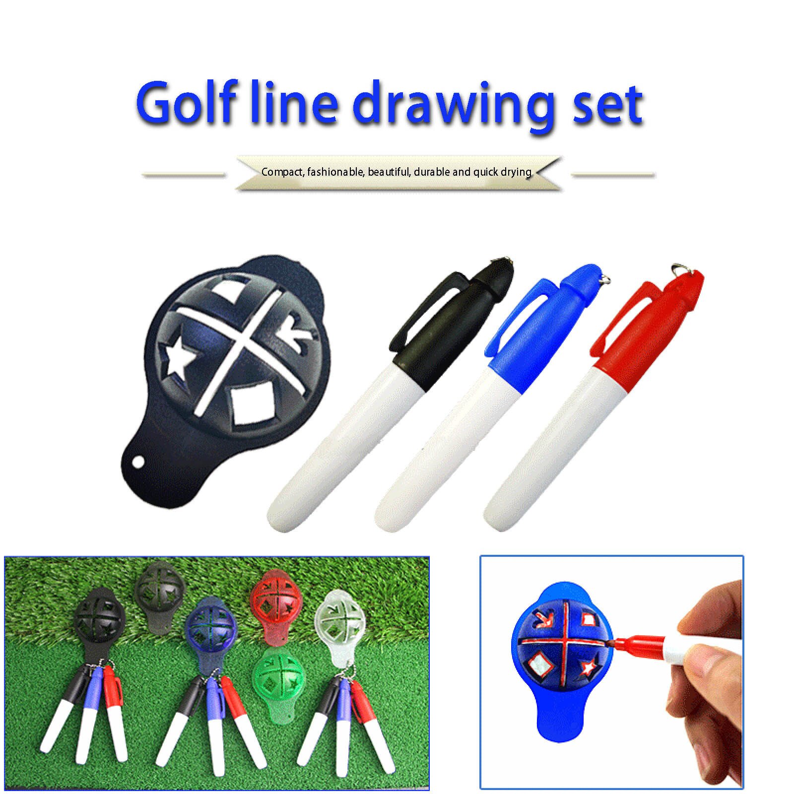 Outil de marquage d'alignement de balle de Golf 1 pièce, dispositif de dessin de ligne en forme de chapeau, marqueur de ligne, modèle d'alignement, doublure de mise