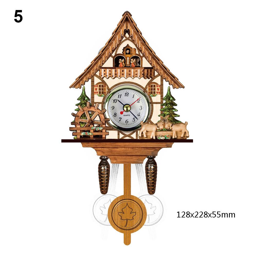 1 Pcs Antieke Houten Koekoek Wandklok Vogel Tijd Bell Swing Alarm Horloge Artistieke Home Decor Vc: style 5