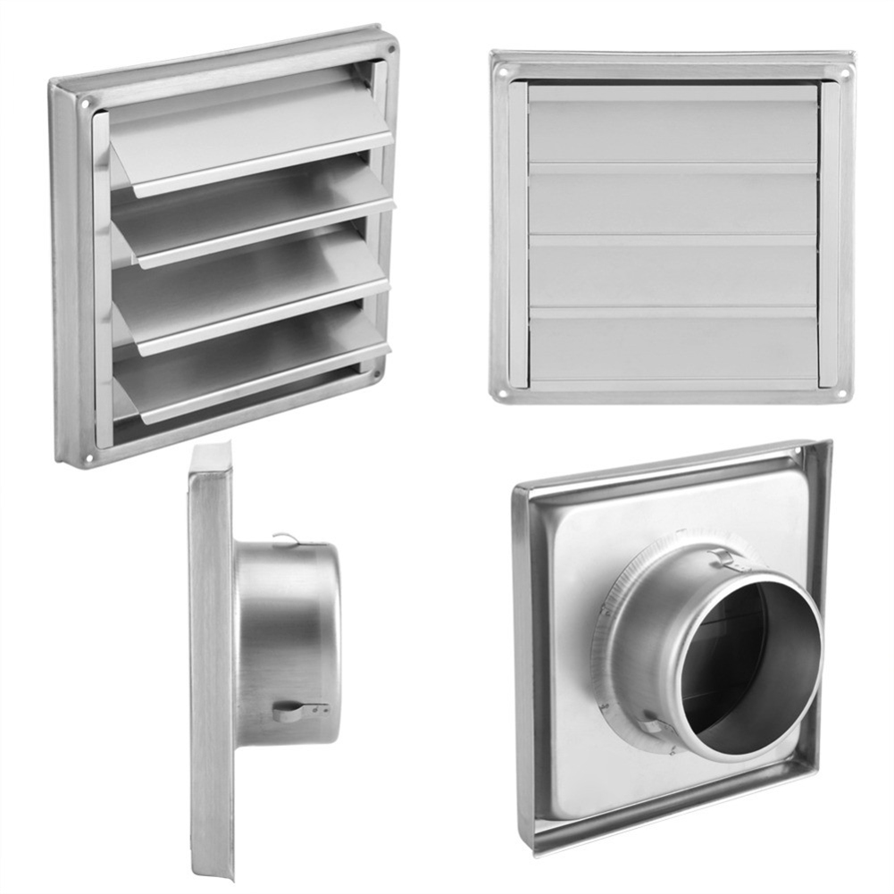 100 MM Rvs Air Vent Buitenmuur Ventilatie Cap Beweegbare Vierkante Luchtuitlaat Keuken Badkamer Muur Roosters Duct Cover